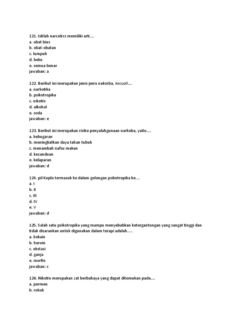 Soal Narkotika Docx