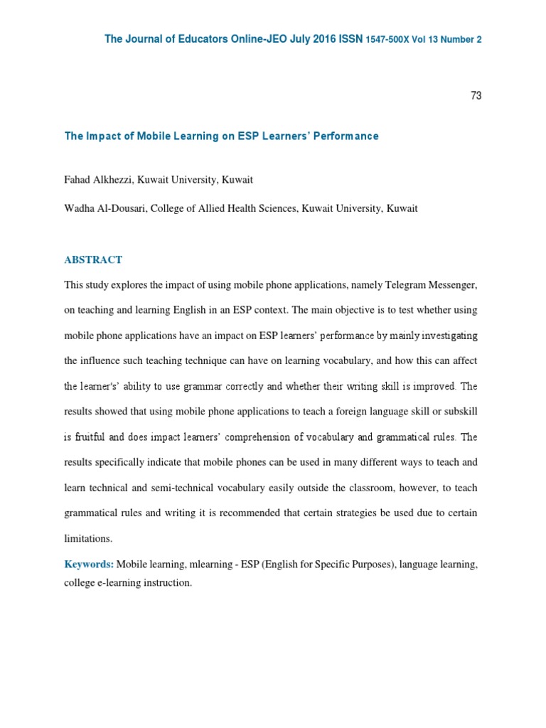 MALL Mobile Assisted Language Learning | PDF | Educational Technology ...