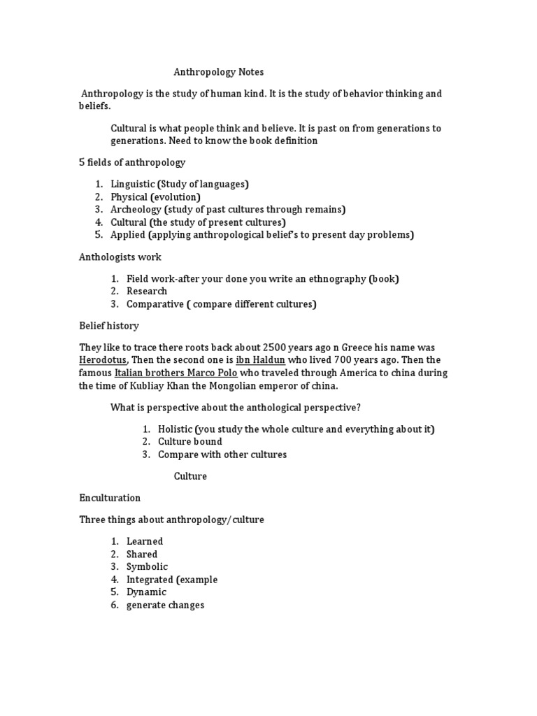 Anthropology Notes