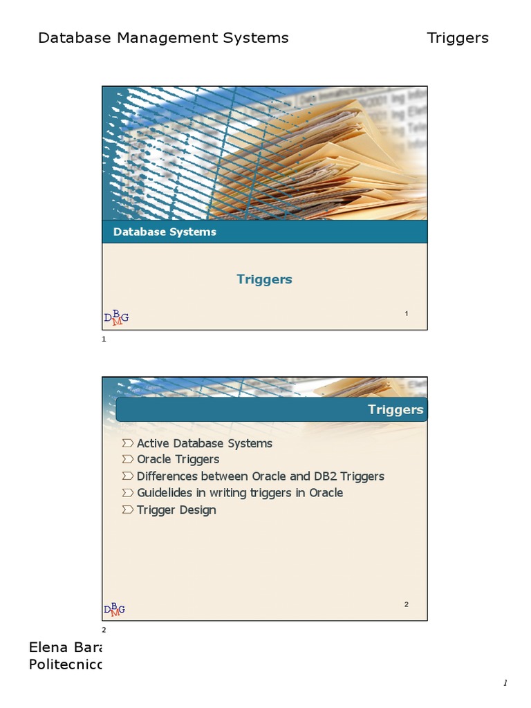 Database Management Systems Triggers | PDF | Pl/Sql | Sql