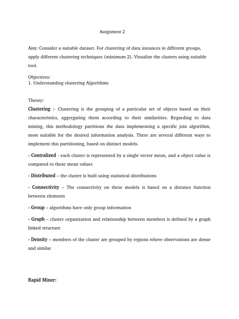 DMW Assignment 2 | PDF | Cluster Analysis | Analysis
