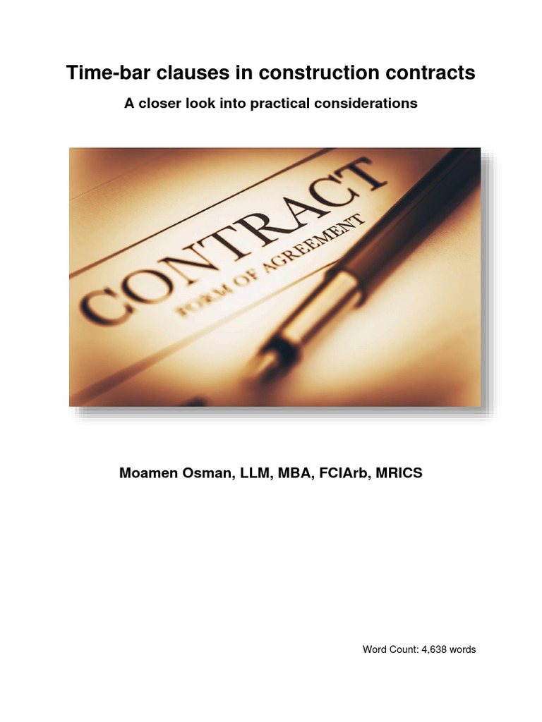 Time-Bar Clauses in Construction Contracts | PDF | Arbitration ...
