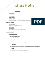 Business profile template with key details