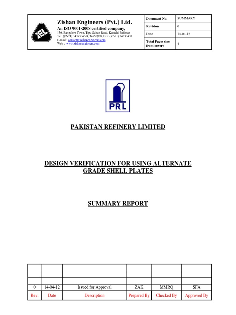 Zishan Engineers (PVT.) LTD. An ISO 90012008 Certified Company