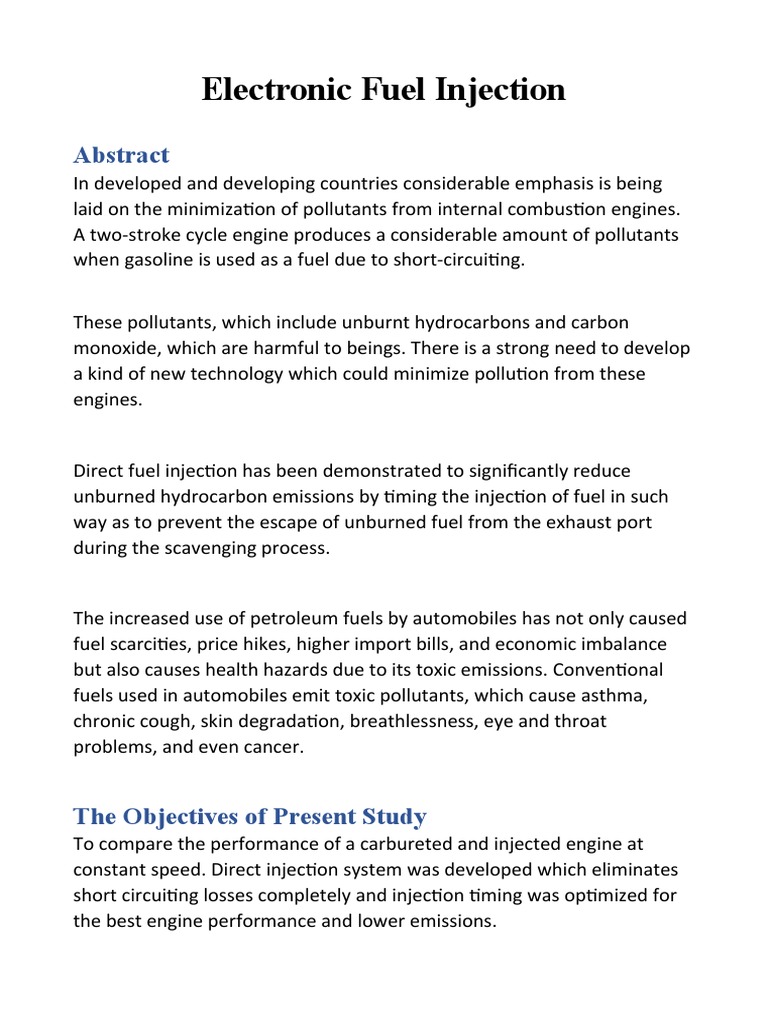 Seminar On Electronic Fuel Injection 1 PDF Fuel Injection Exhaust Gas