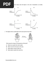 Transpiration Exam Practice Questions | PDF | Stoma | Leaf