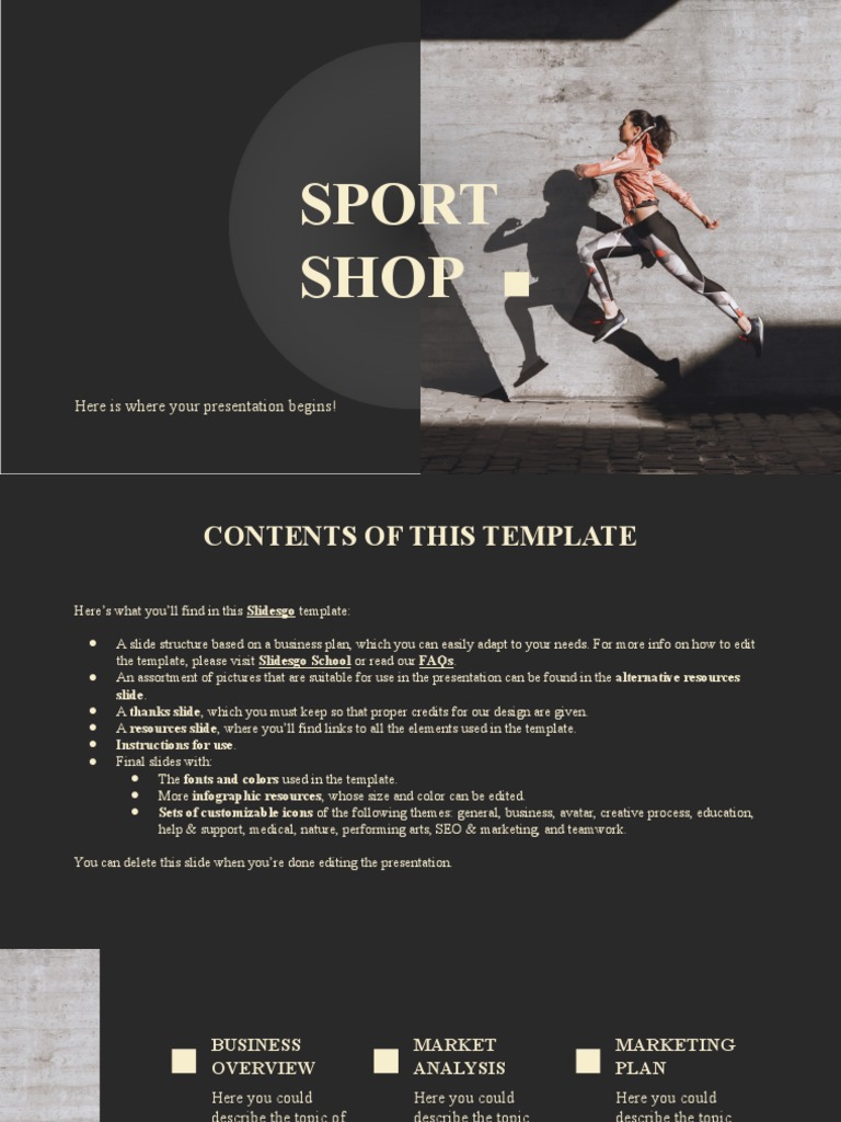 Sport Shop Business Plan by Slidesgo PDF Solar System