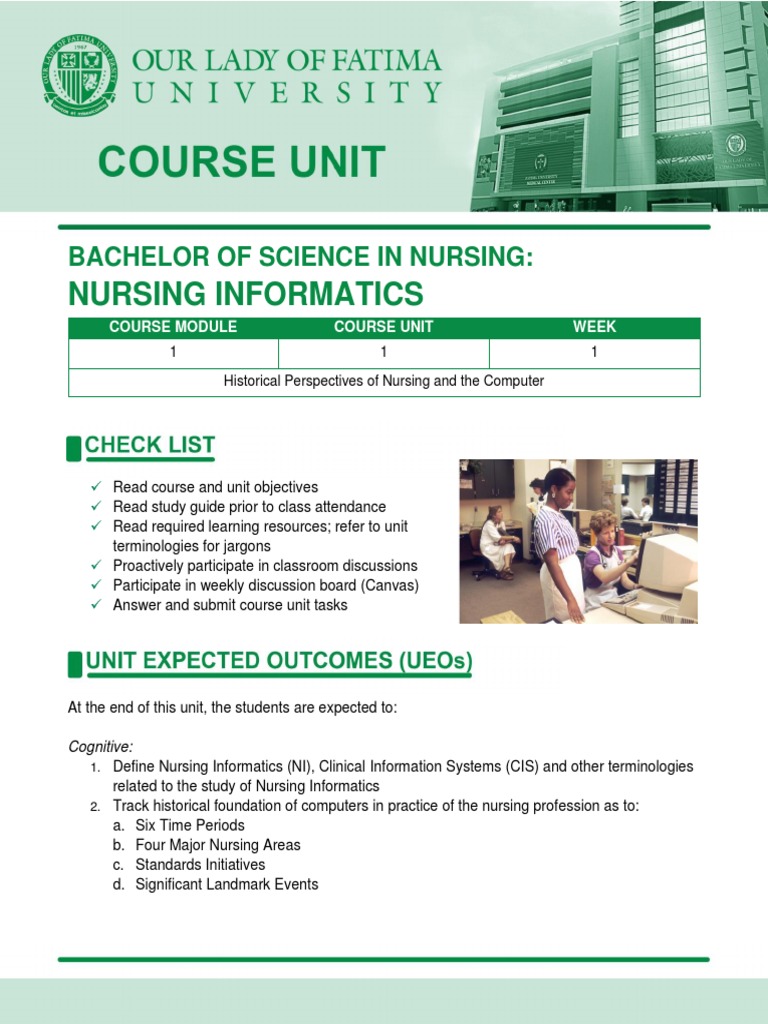 01 NI Course Unit 1 PDF | PDF | Electronic Health Record | Health ...
