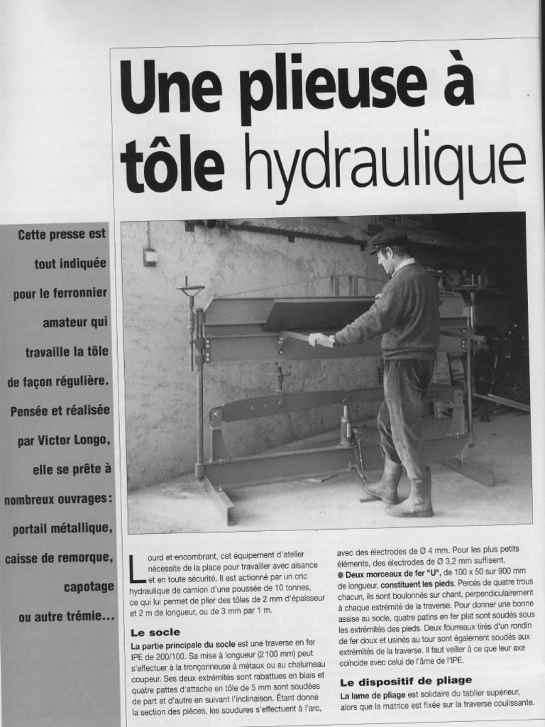 Fabrication d'une plieuse à tôle DIY PDF Biens manufacturés Machine — free download