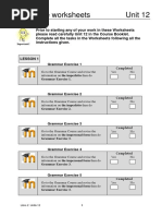 Exercise Worksheets Unit 12