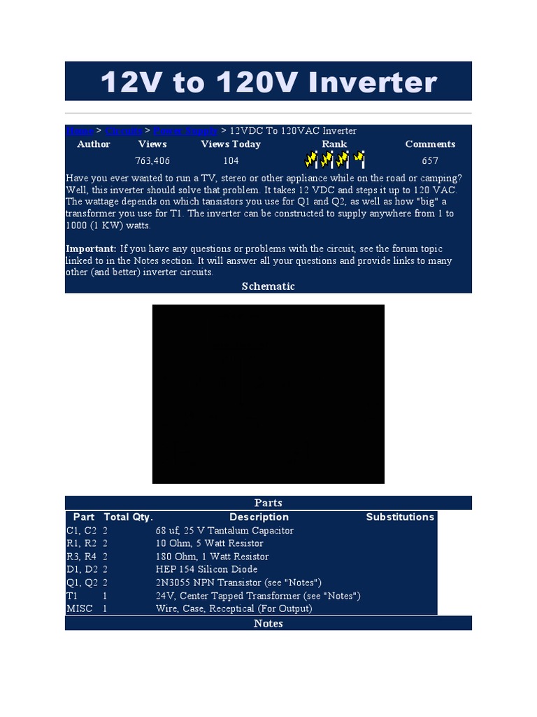 12V To 120V Inverter | PDF | Power Inverter | Power Supply