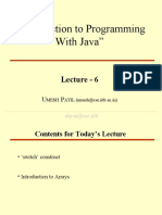 "Introduction To Programming With Java": Lecture - 6