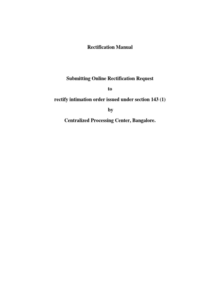 Rectification Manual | PDF
