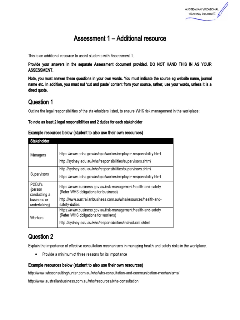 WHS Employer Responsibilities Overview | PDF | Occupational Safety And ...