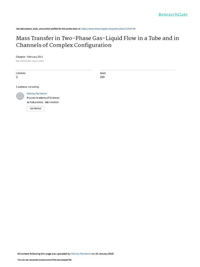 Mass Transfer in Two-Phase Gas-Liquid Flow in A Tu | PDF | Fluid ...