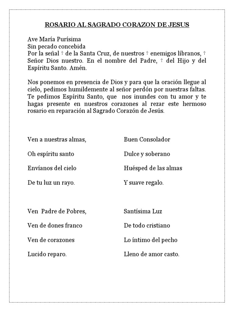 Rosario y Novena Al Sagrado Corazon de Jesus 2020 | PDF | María, madre ...