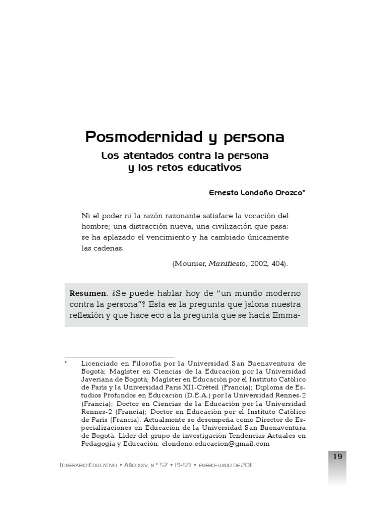 Retos educativos en la posmodernidad | PDF | Teorías filosóficas ...