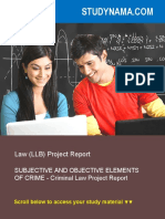 Subjective & Objective Elements of Crime - Criminal Law Project Report