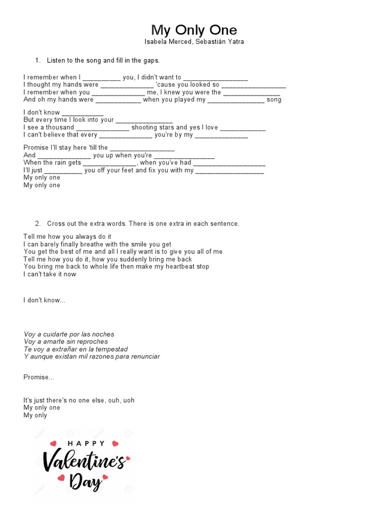 Y Only One: Isabela Merced, Sebastián Yatra 1. Listen To The Song and