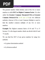 HCF - Highest Common Factor