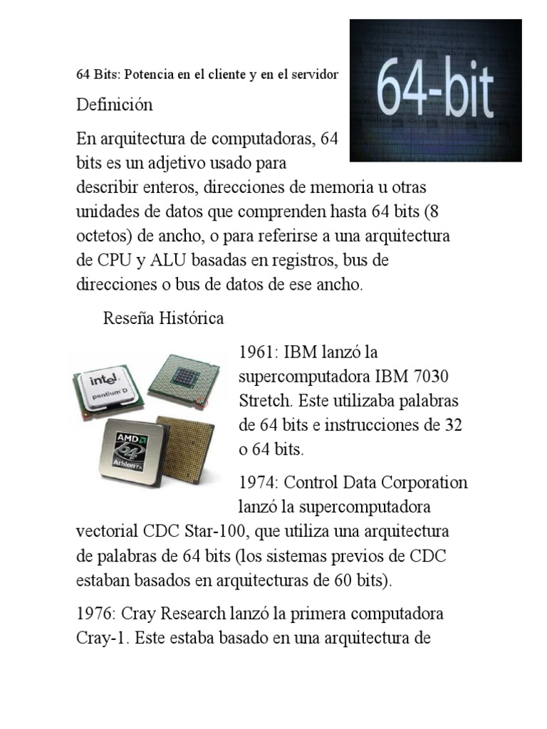 Arquitectura de 64 Bits en Computación | PDF | Computación de 64 bits ...