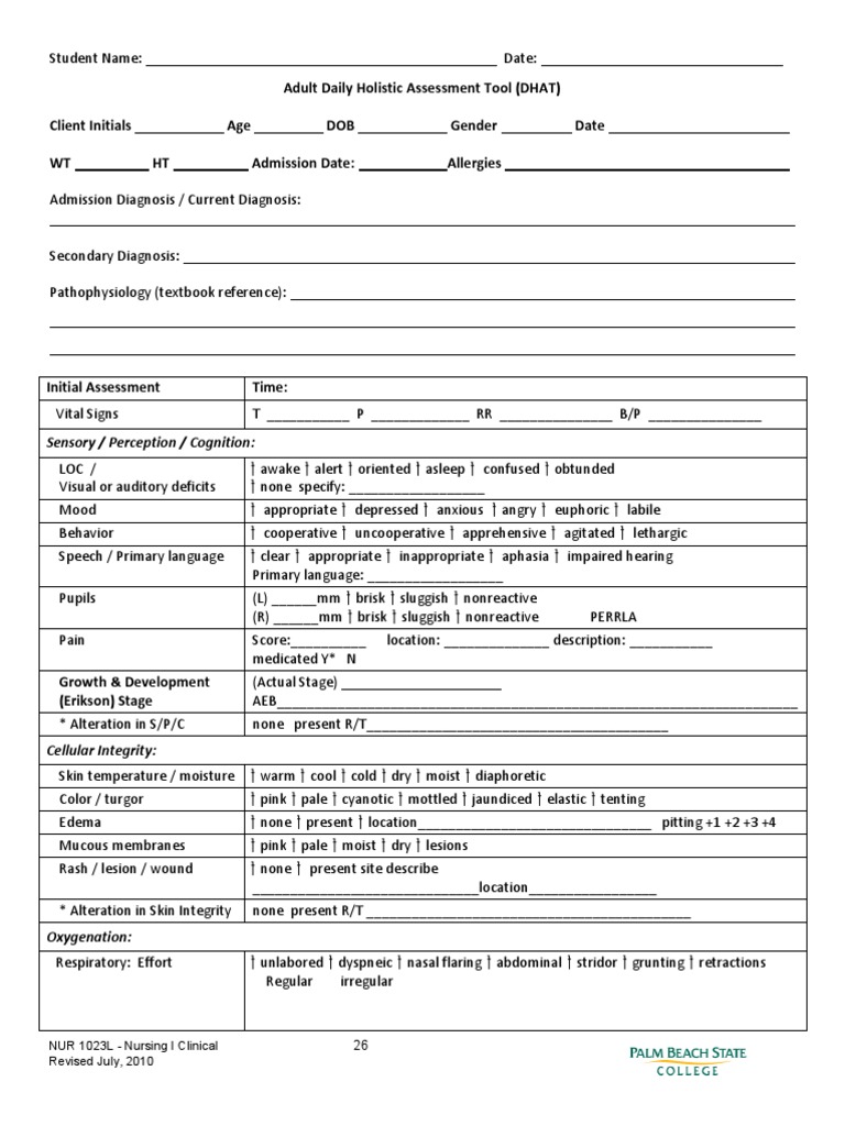Adult Holistic Assessment Tool | PDF | Dose (Biochemistry) | Chemistry