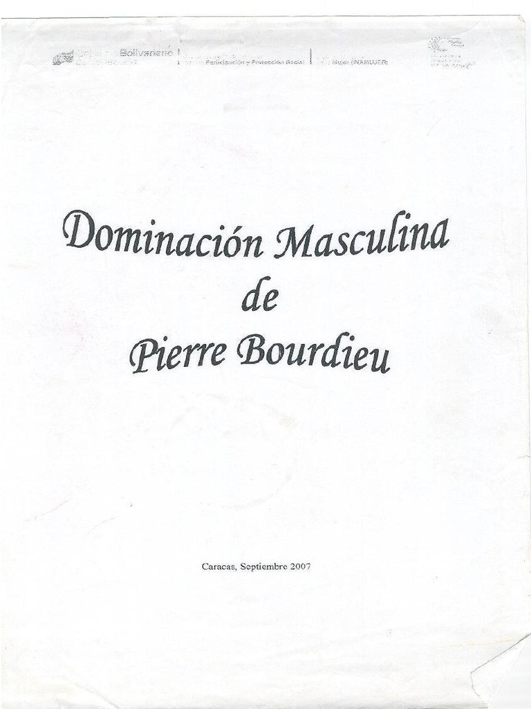 Pierre Bourdieu La Dominación Masculina Pdf