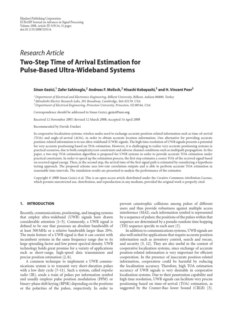 Research Article: Two-Step Time of Arrival Estimation For Pulse-Based ...