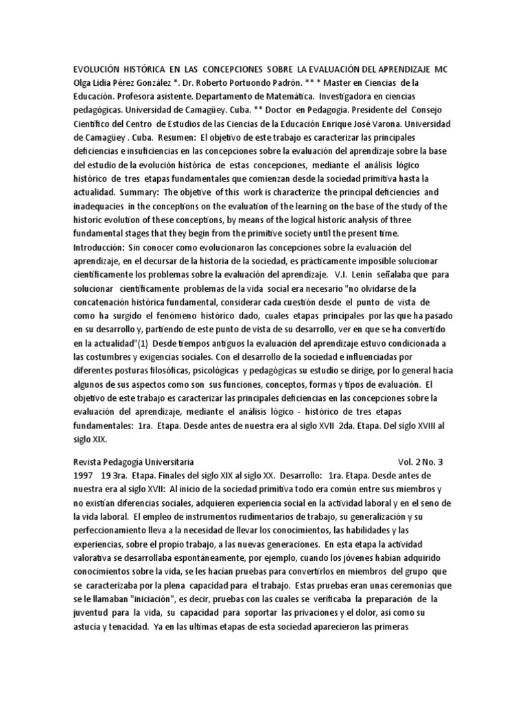 Evolución de la Evaluación del Aprendizaje | PDF | Evaluación | Pedagogía