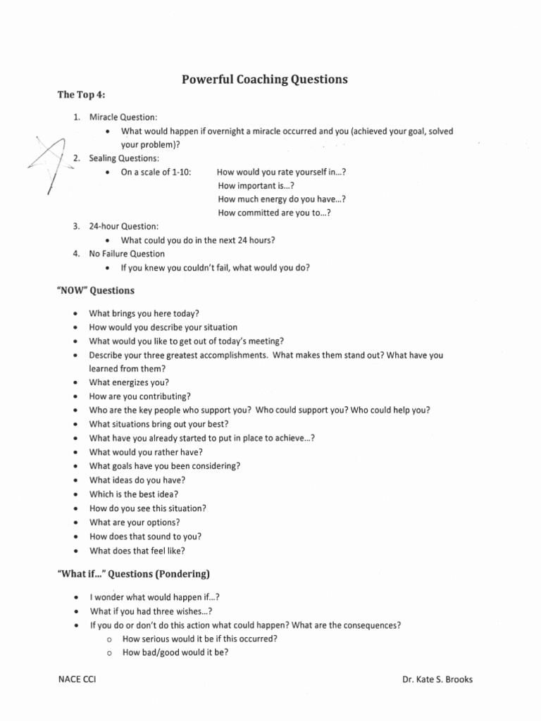 Essential Coaching Questions for Growth | PDF | Psychological Concepts ...
