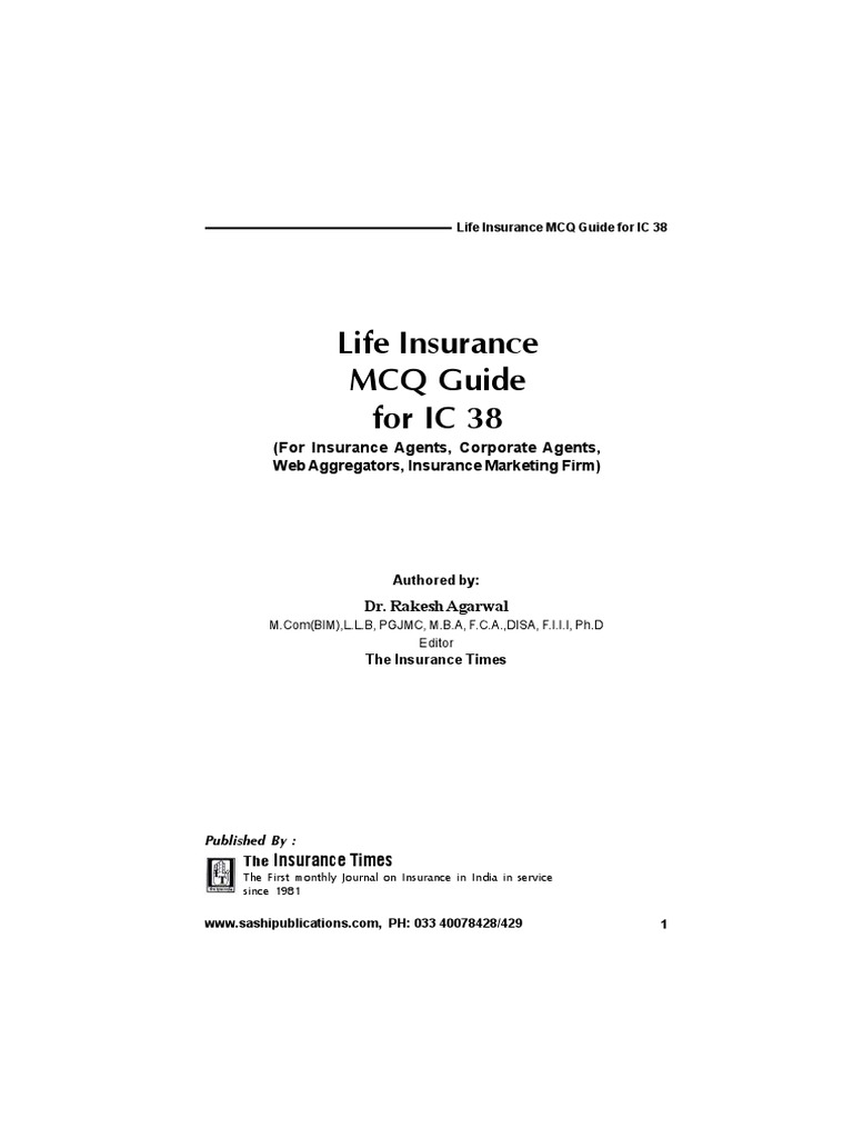 Life Insurance MCQ Guide For IC 38 | PDF