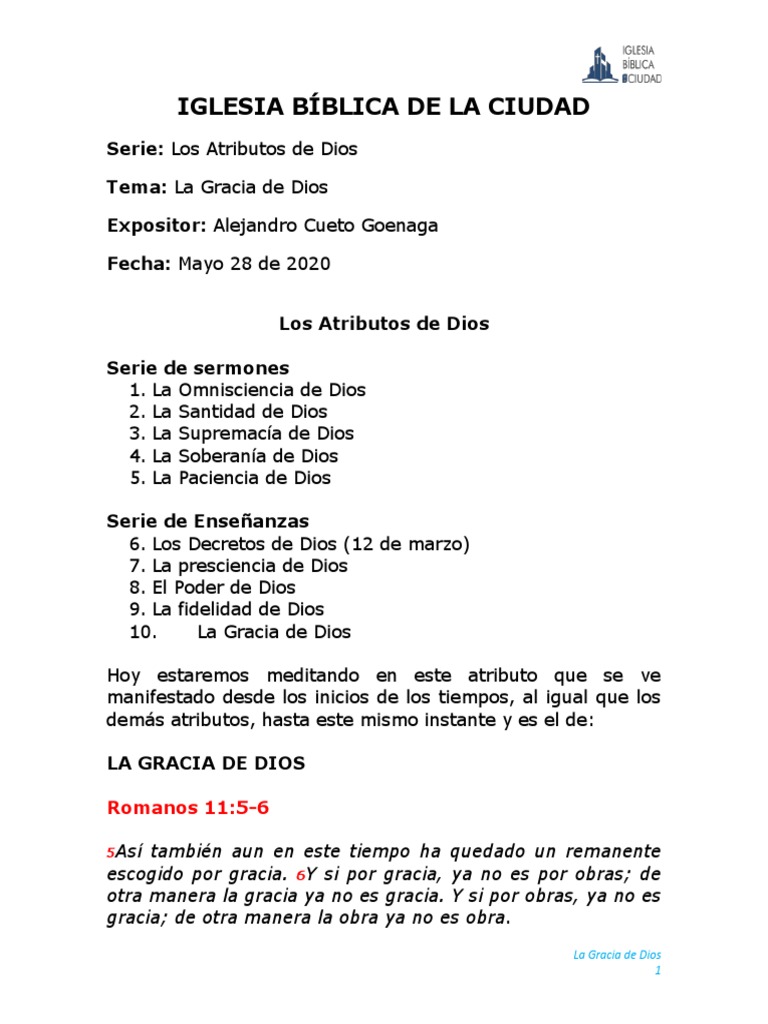 Características de la Gracia de Dios | PDF | Gracia en el cristianismo ...