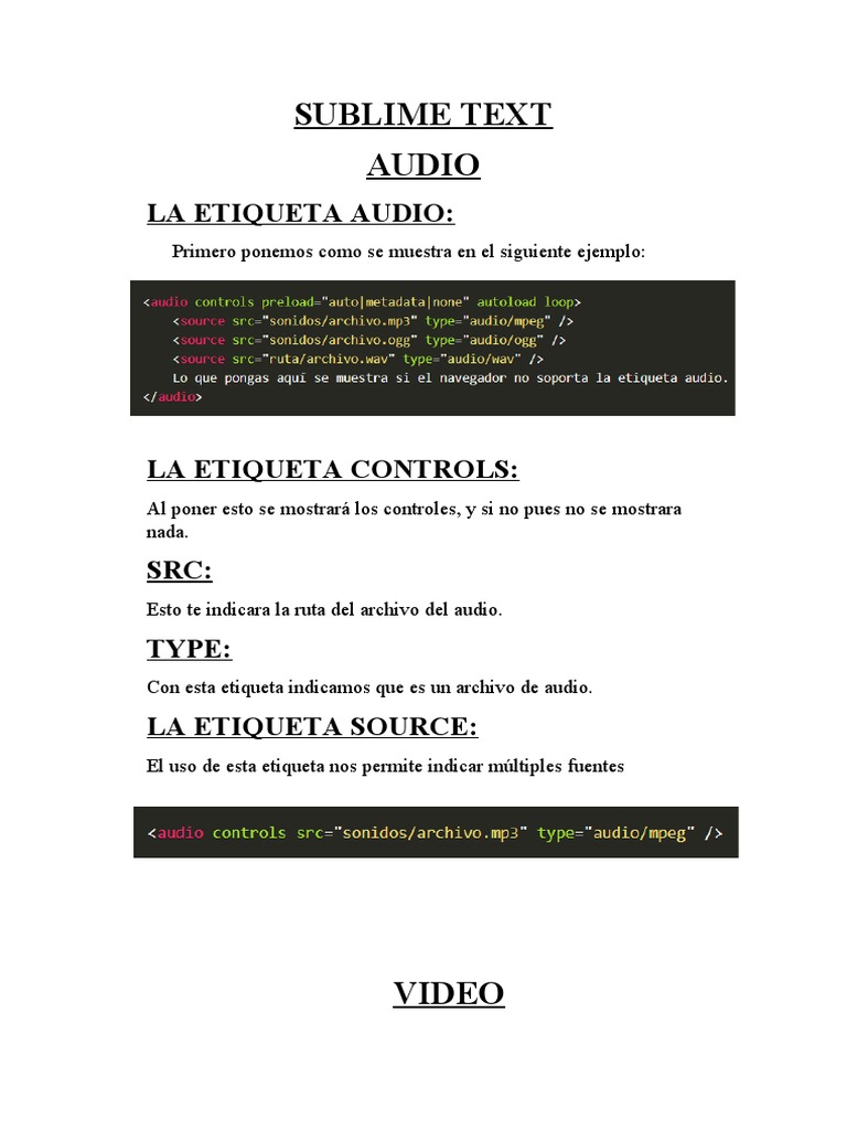 Audio y Video en Sublime Text | PDF