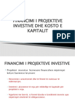 Financimi I Projekteve Investive Dhe Kosto E Kapitalit