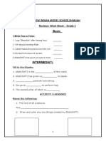 New Indian Model School, Sharjah Revision Work Sheet: Grade 1 Basic