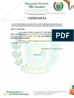 Año de la Universalización de la Salud - Constancia de beneficiario de bono subsidio monetario