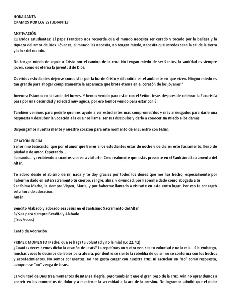 Hora Santa Juvenil | PDF | eucaristía | María, madre de Jesús