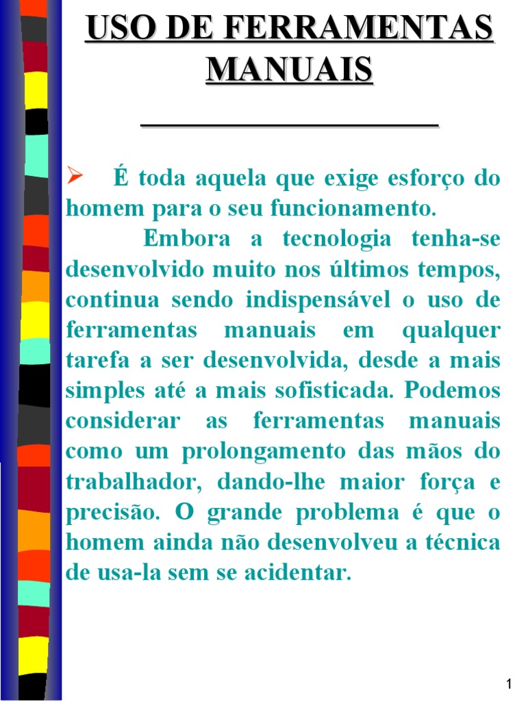 Segurança no Uso de Ferramentas Manuais | PDF | Martelo | Parafuso