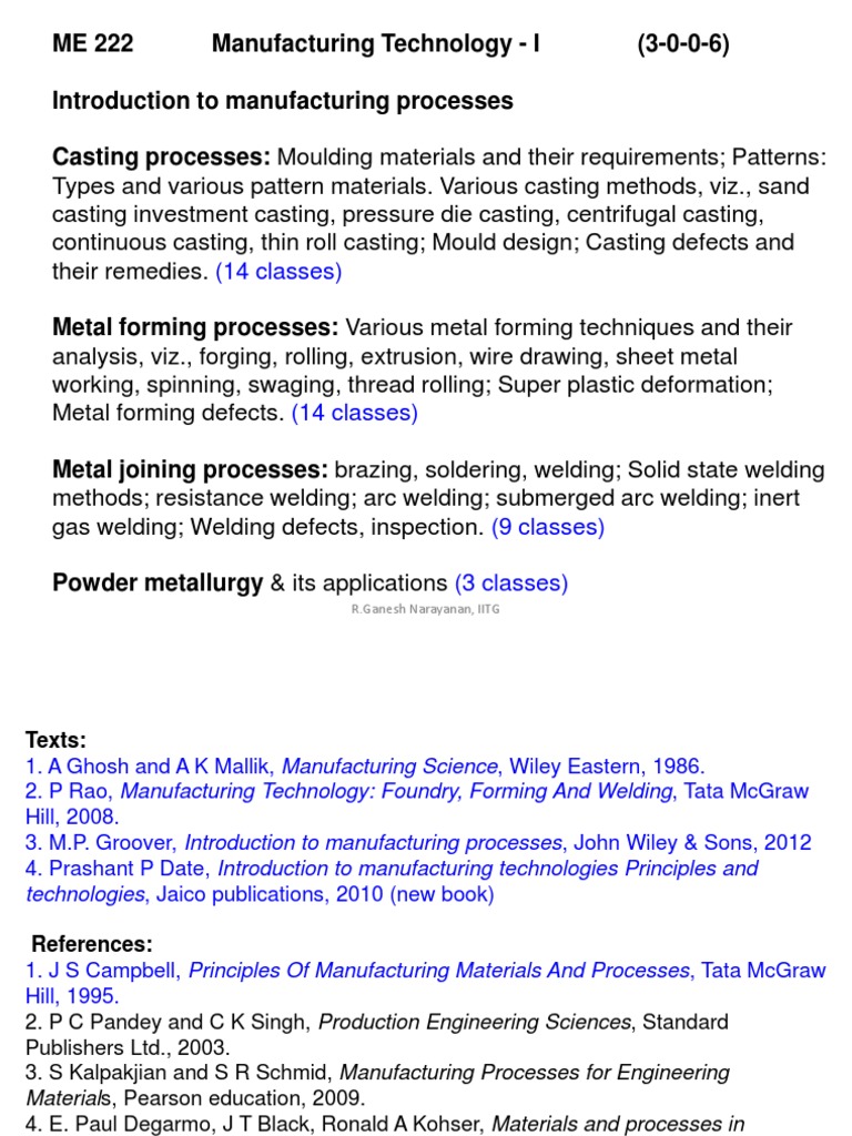 Metal Casting Processes - 1 PDF | PDF | Casting (Metalworking ...