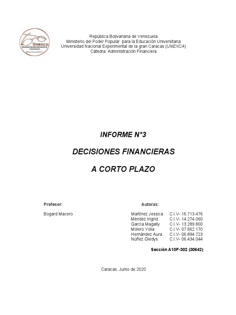 Decisiones Financieras a Corto Plazo | PDF | Capital de trabajo | Bancos