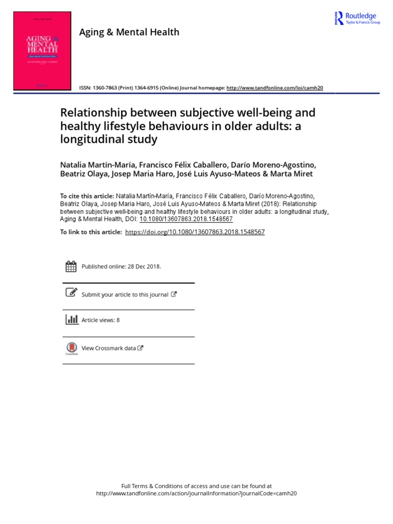 Well-Being and Healthy Lifestyles in Seniors | PDF | Quality Of Life ...