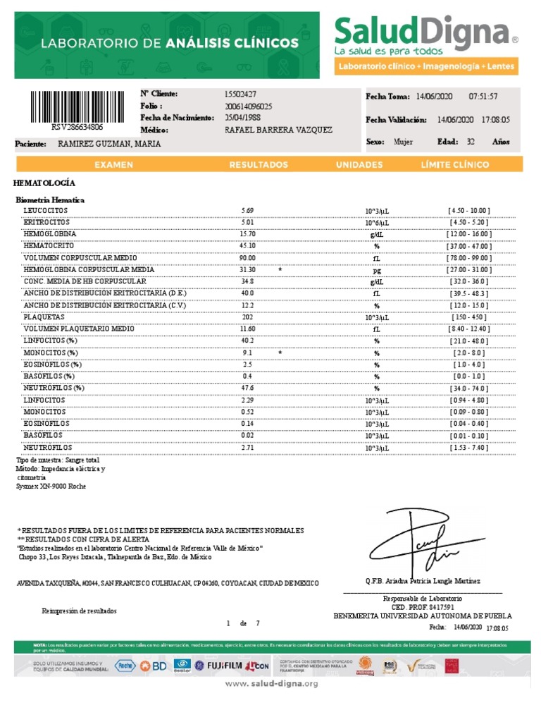 Resultados Saluddigna 3 Pdf Fisiologia Hematologia