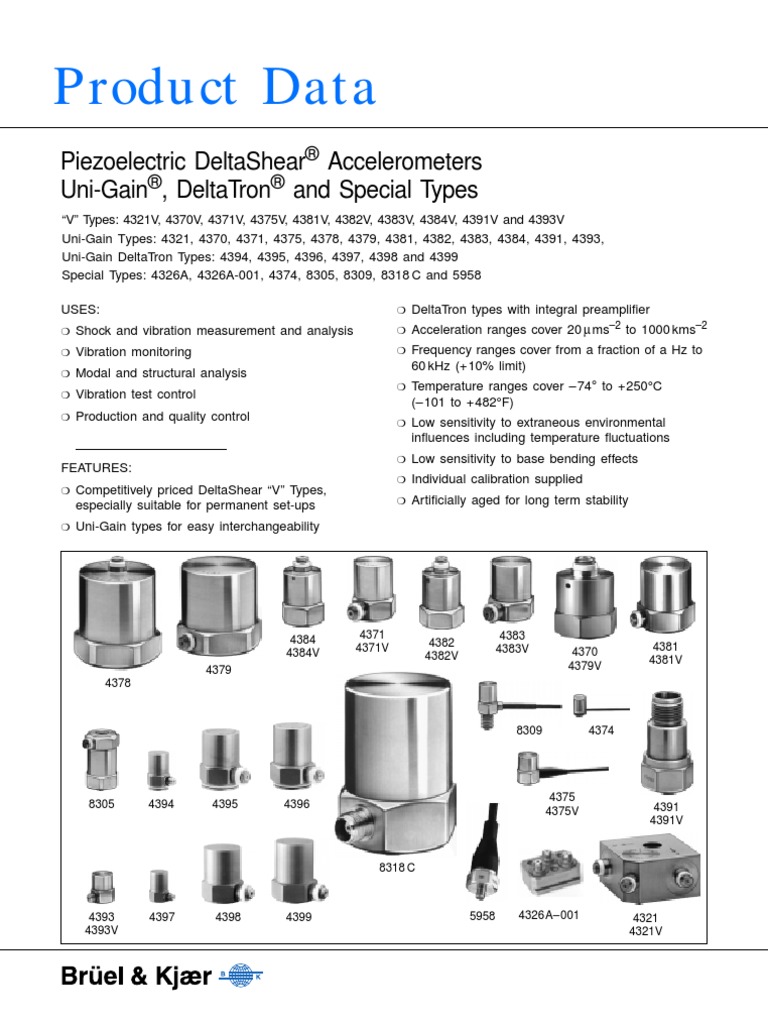 Product Data Piezoelectric Deltashear Accelerometers UniGain