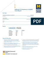 Grade:: Examination For The Certifi Cate of Competency in English Score Report