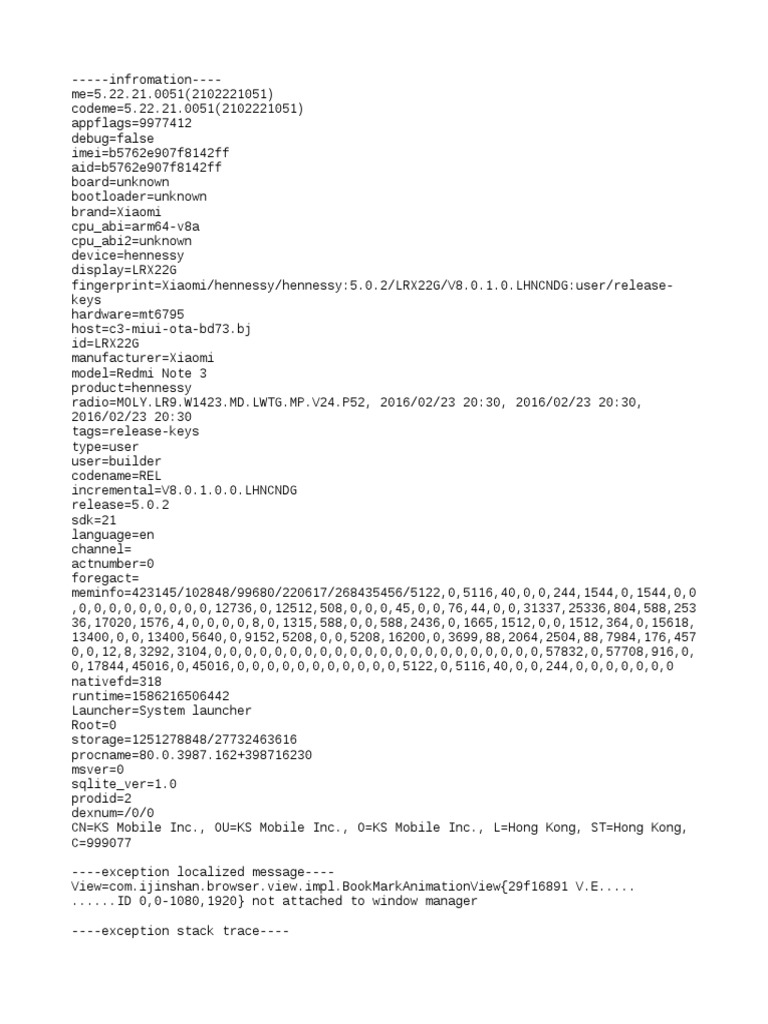 Xiaomi Redmi Note 3 Debug Info | PDF | Personal Digital Assistant ...