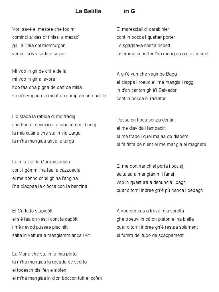 La Balilla In G