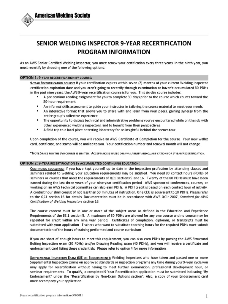 Senior Welding Inspector Recertification Guide | PDF | Test (Assessment ...