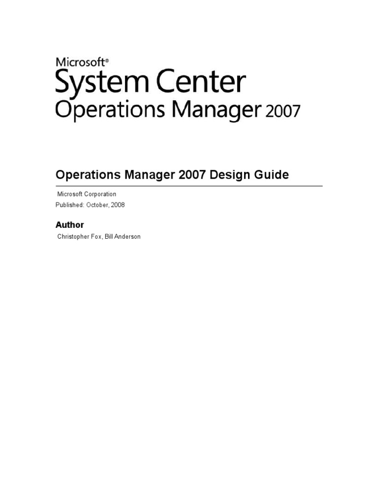 Operations Manager 2007 Design Guide: Author | PDF | Databases | Server ...