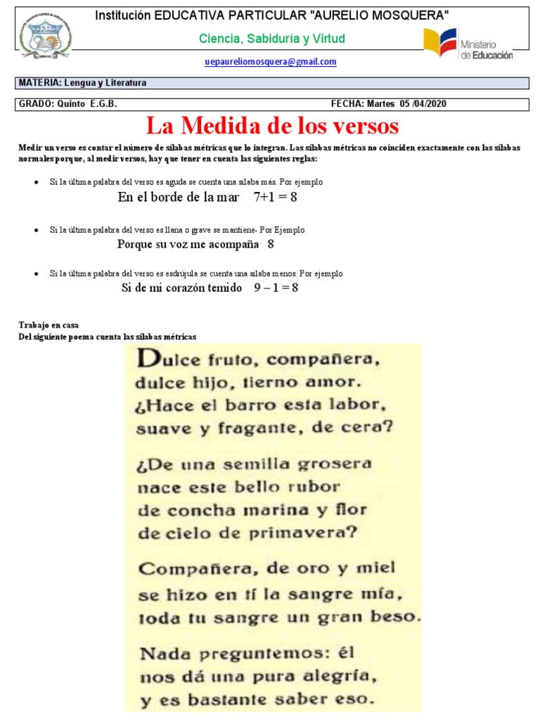 Medición de Sílabas en Versos Poéticos | PDF | Artes del Lenguaje y ...