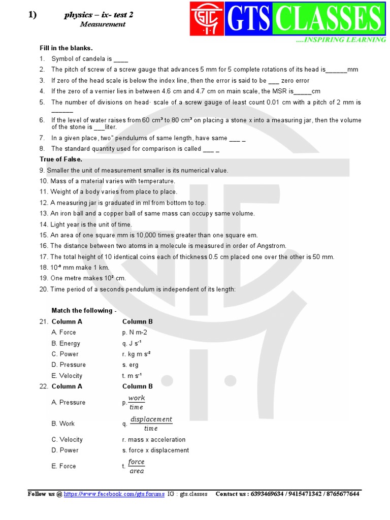 Physics Test 2 | Download Free PDF | Force | Measurement